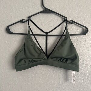 Elegant Olive Green Strappy Bralette